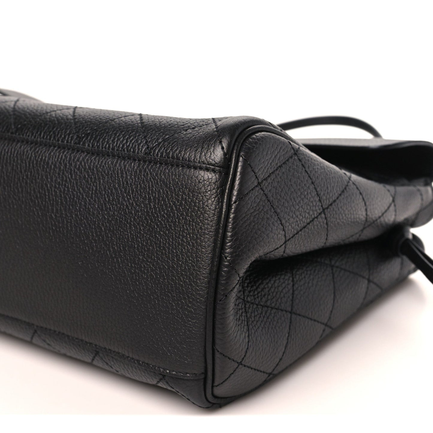 Grained Calfskin Stitched Urban Essentials Large Shopping Bag Black