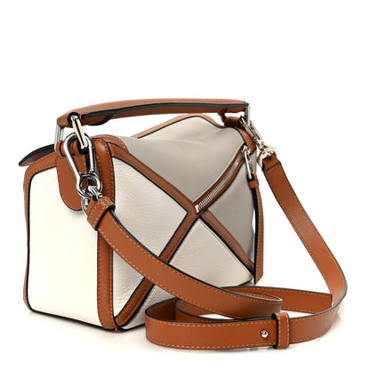 Calfskin Small Graphic Puzzle Bag Ghost Soft White