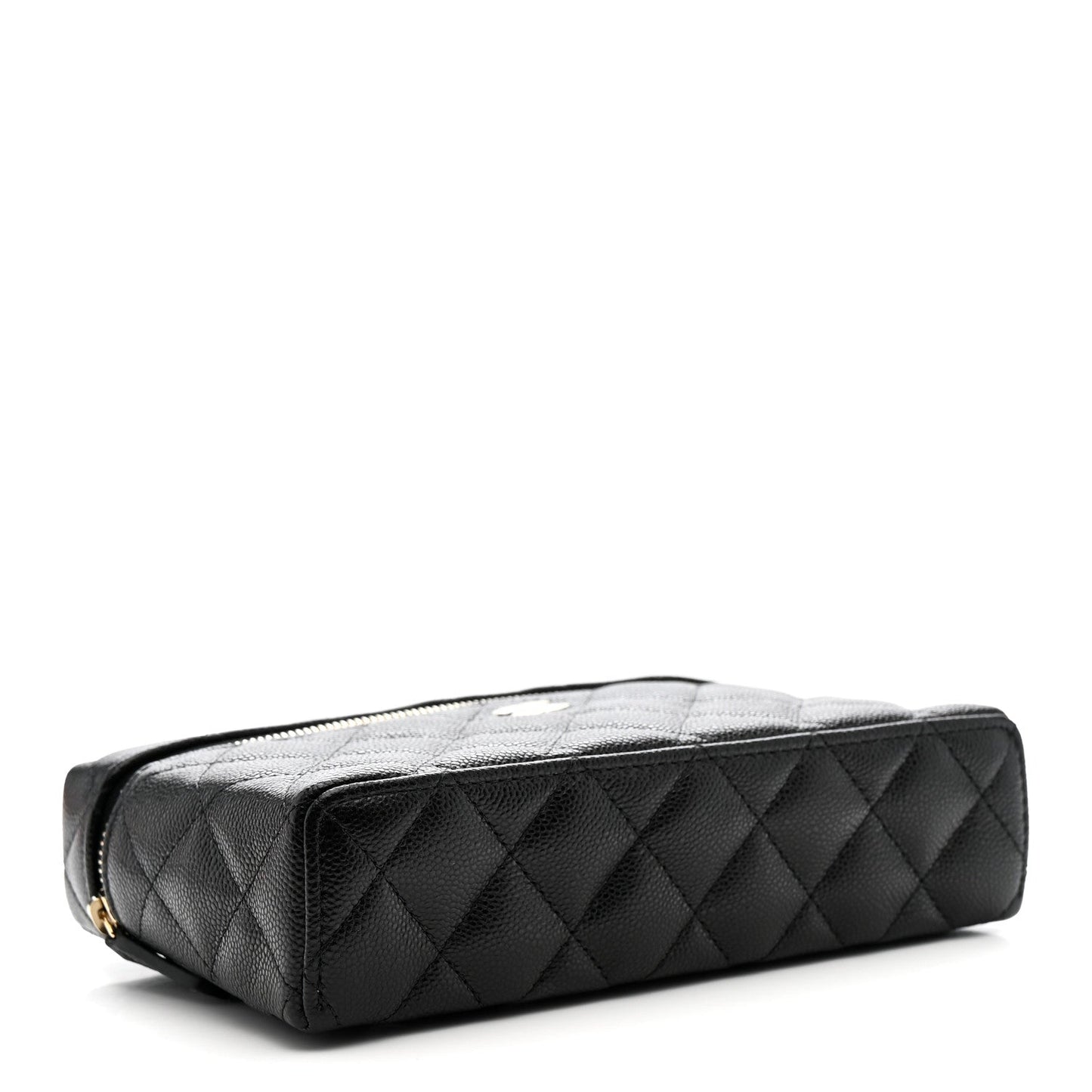 Caviar Quilted Top Handle Slim Vanity With Chain Black