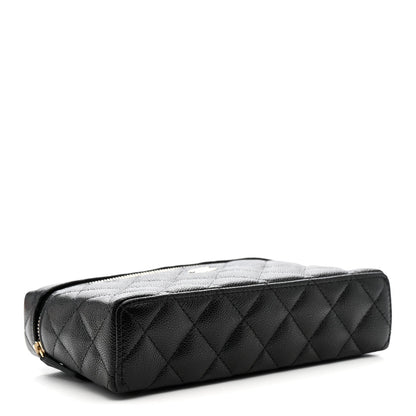 Caviar Quilted Top Handle Slim Vanity With Chain Black