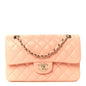 Lambskin Quilted Small Double Flap Light Orange