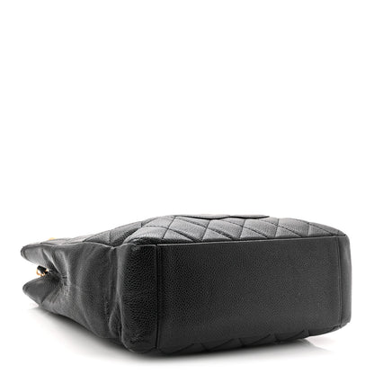 Caviar Quilted Petit Shopping Tote PST Black