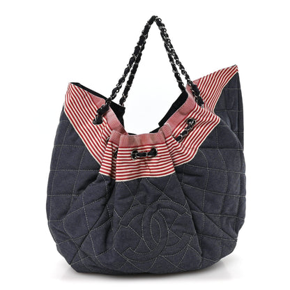Denim Quilted Large Stretch Spirit Cabas Blue