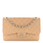 Caviar Quilted Jumbo Double Flap Beige Clair