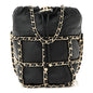 Lambskin Bucket Chain Drawstring Bag Black