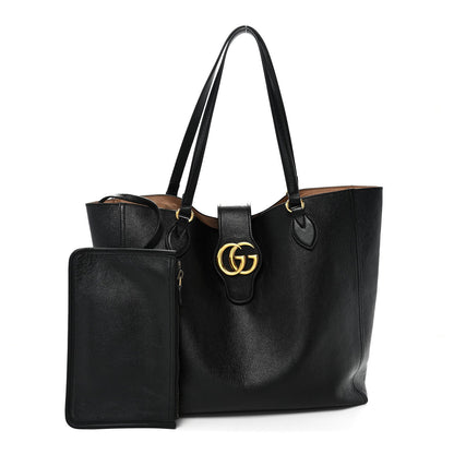 New Sakai Calfskin Lux Medium Dahlia Tote  Black