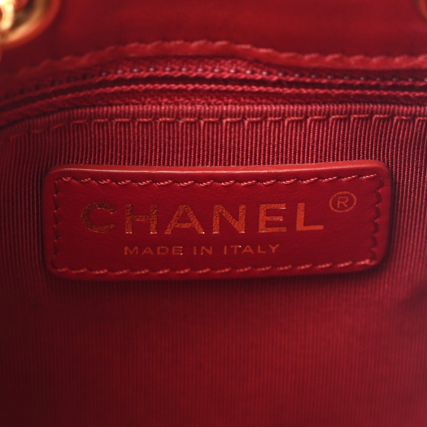 Calfskin Stitched Small Egyptian Amulet Drawstring Bag Red