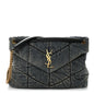 Denim Quilted Medium Loulou Puffer Monogram Chain Satchel Blue Cinnamon