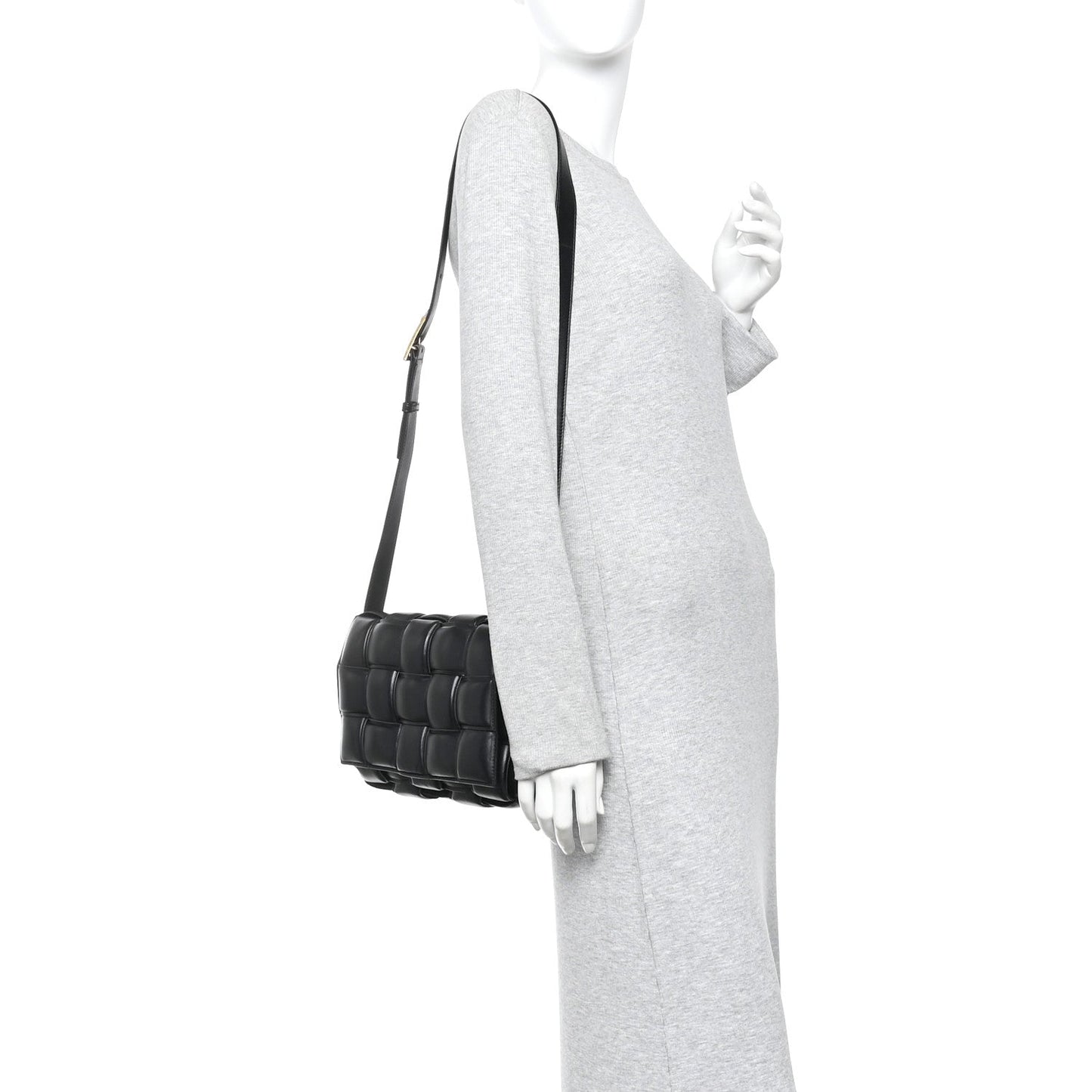 Paper Calfskin Maxi Intreccio Padded Cassette Crossbody Bag Black