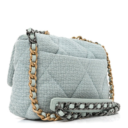 Tweed Quilted Medium Chanel 19 Flap Blue Multicolor