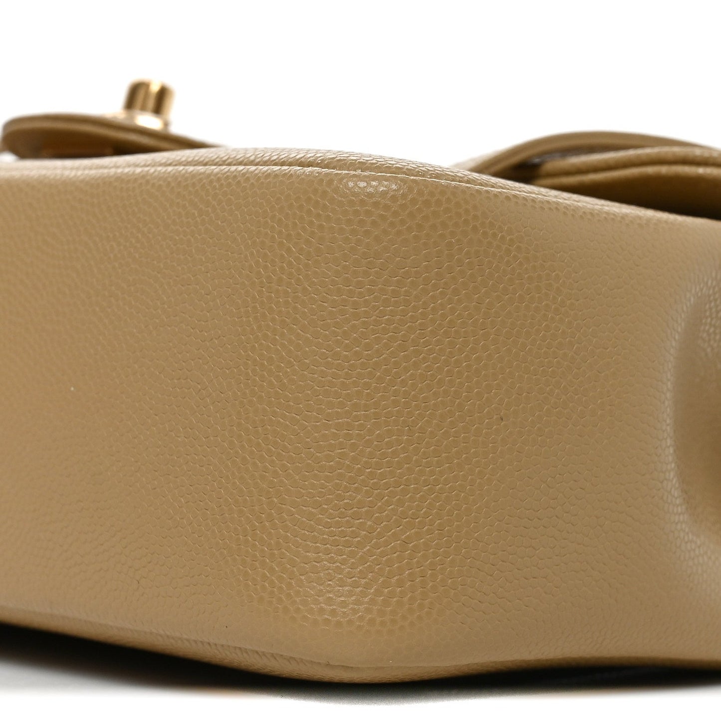 Shiny Caviar Preppy Coco Small Flap Beige