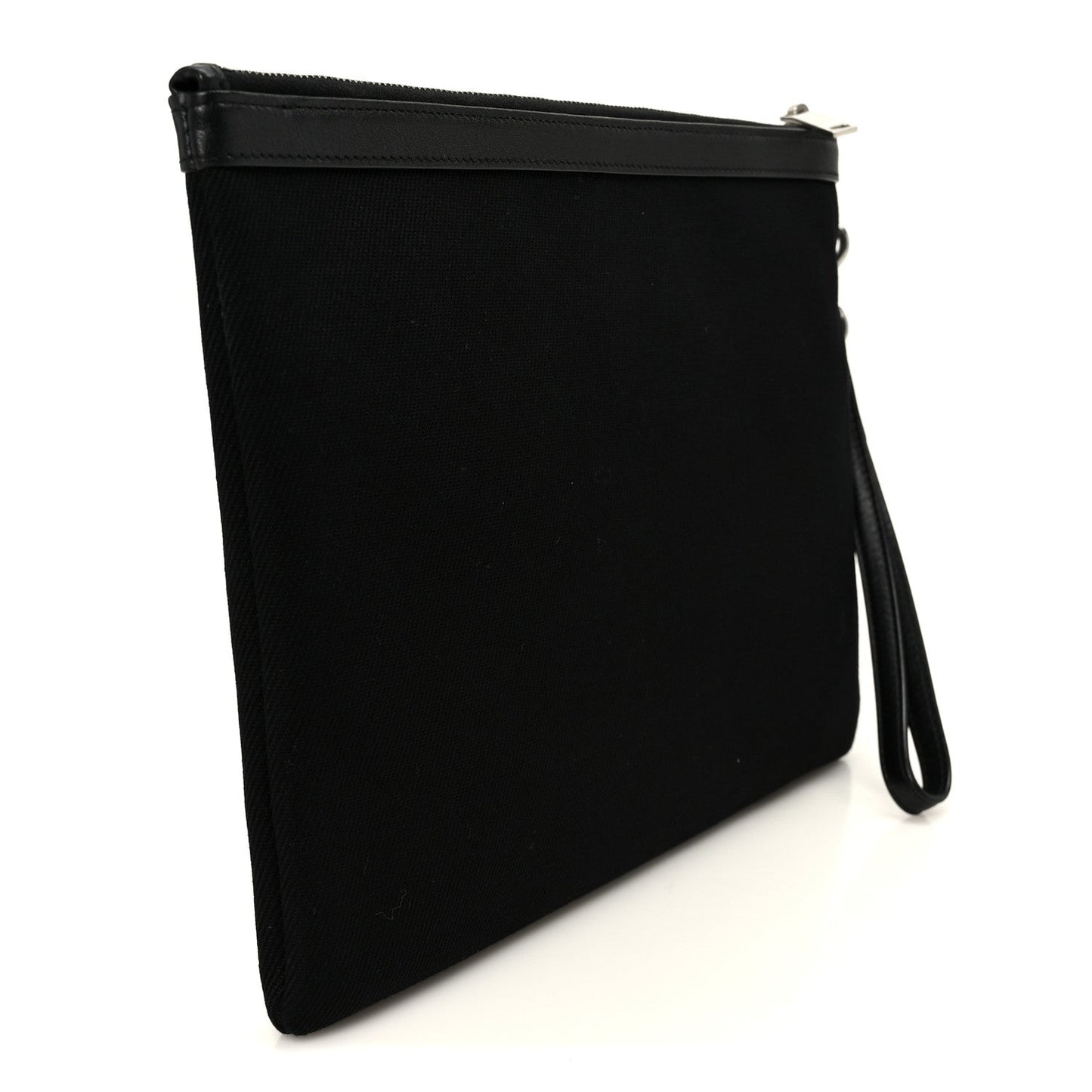 Linen Canvas Rive Gauche Zipped Pouch Black