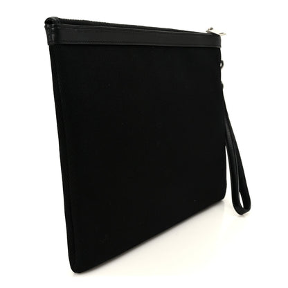 Linen Canvas Rive Gauche Zipped Pouch Black