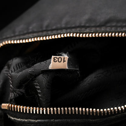 Tessuto Nylon Vitello Daino Shopping Satchel Black