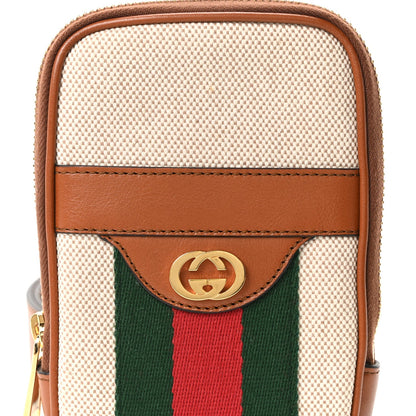 Vintage Canvas Calfskin Web Belted iPhone Case 90 36 Sand Cuir