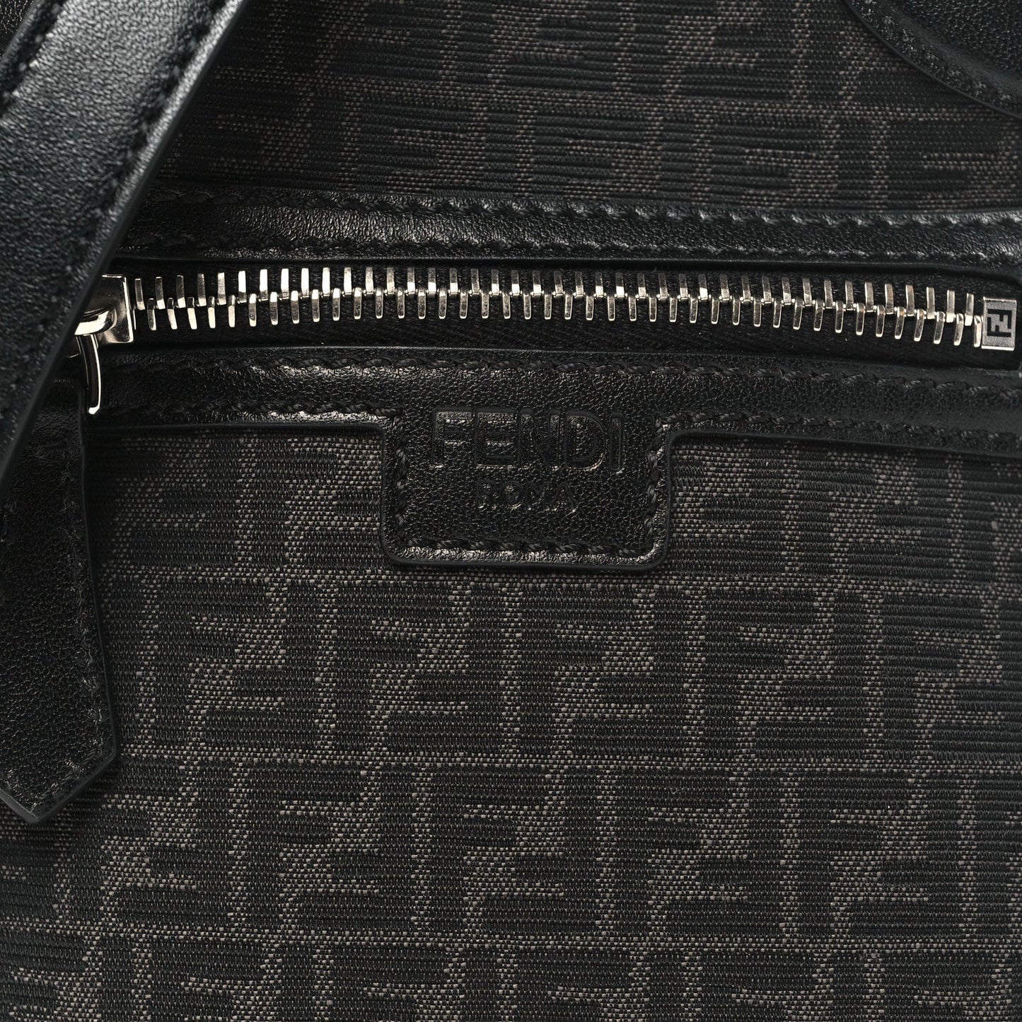Recycled Fabric Jacquard Vitello Astro Micro FF Mini Trolley Bag Asfalto Black