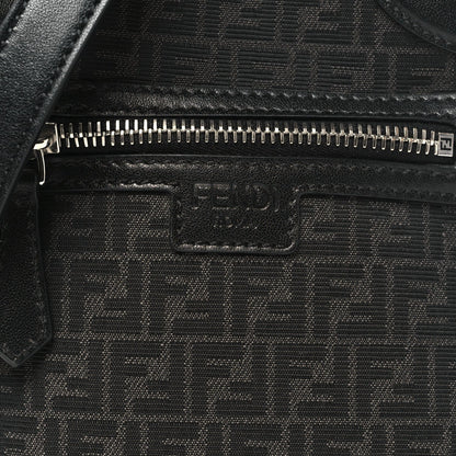 Recycled Fabric Jacquard Vitello Astro Micro FF Mini Trolley Bag Asfalto Black