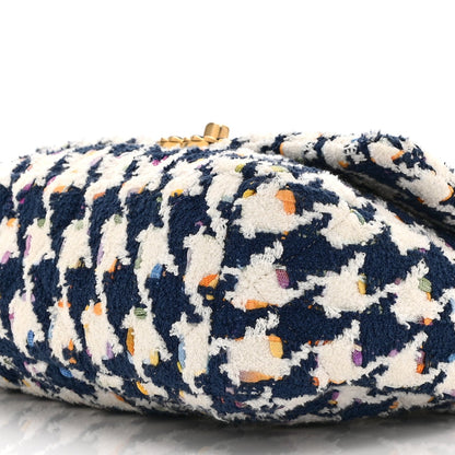 Tweed Quilted Medium Chanel 19 Flap Ecru Navy Blue Multicolor