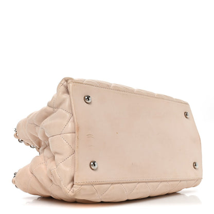 Lambskin Quilted Mini Chain Me Tote Light Beige