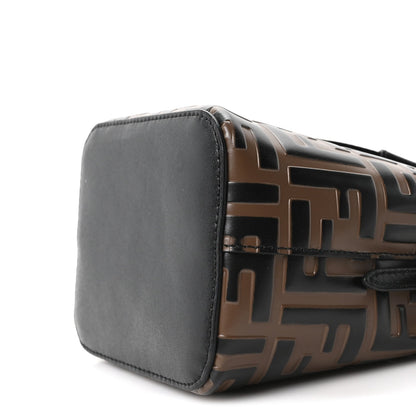 Vitello Liberty F is Fendi Bi-Color FF 1974 Embossed Mini Mon Tresor Bucket Bag Maya Black