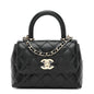 Caviar Quilted Coco Handle Clutch With Chain Black