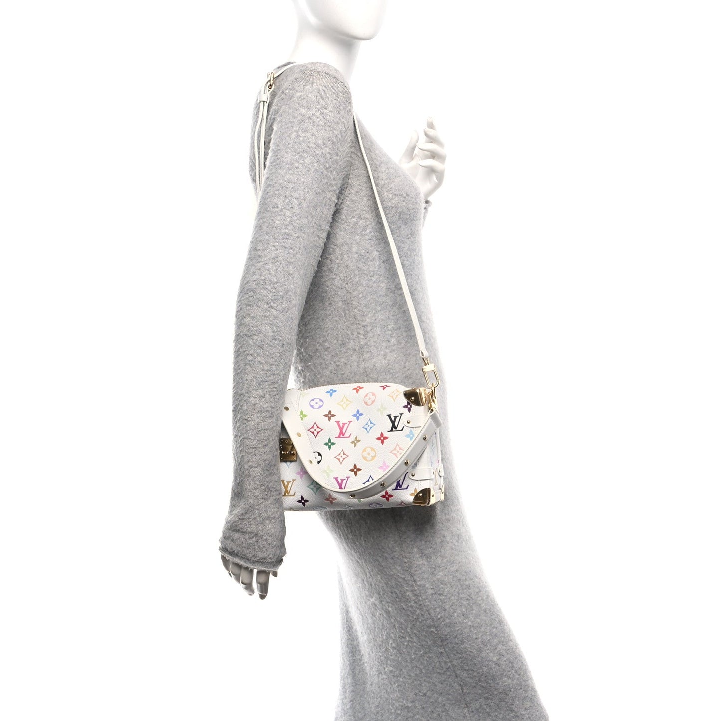 LV x TM Cowhide Monogram Multicolor Side Trunk MM White