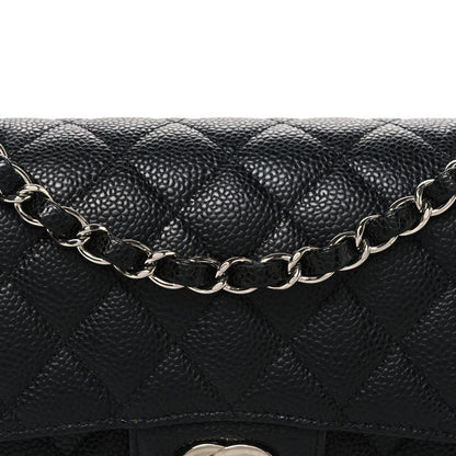 Caviar Quilted Small Double Flap Black