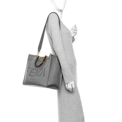 Vitello King Plexiglass Logo Embossed Medium Fendi Sunshine Shopper Tote Moon