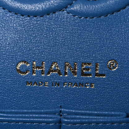 Caviar Quilted Medium Double Flap Blue