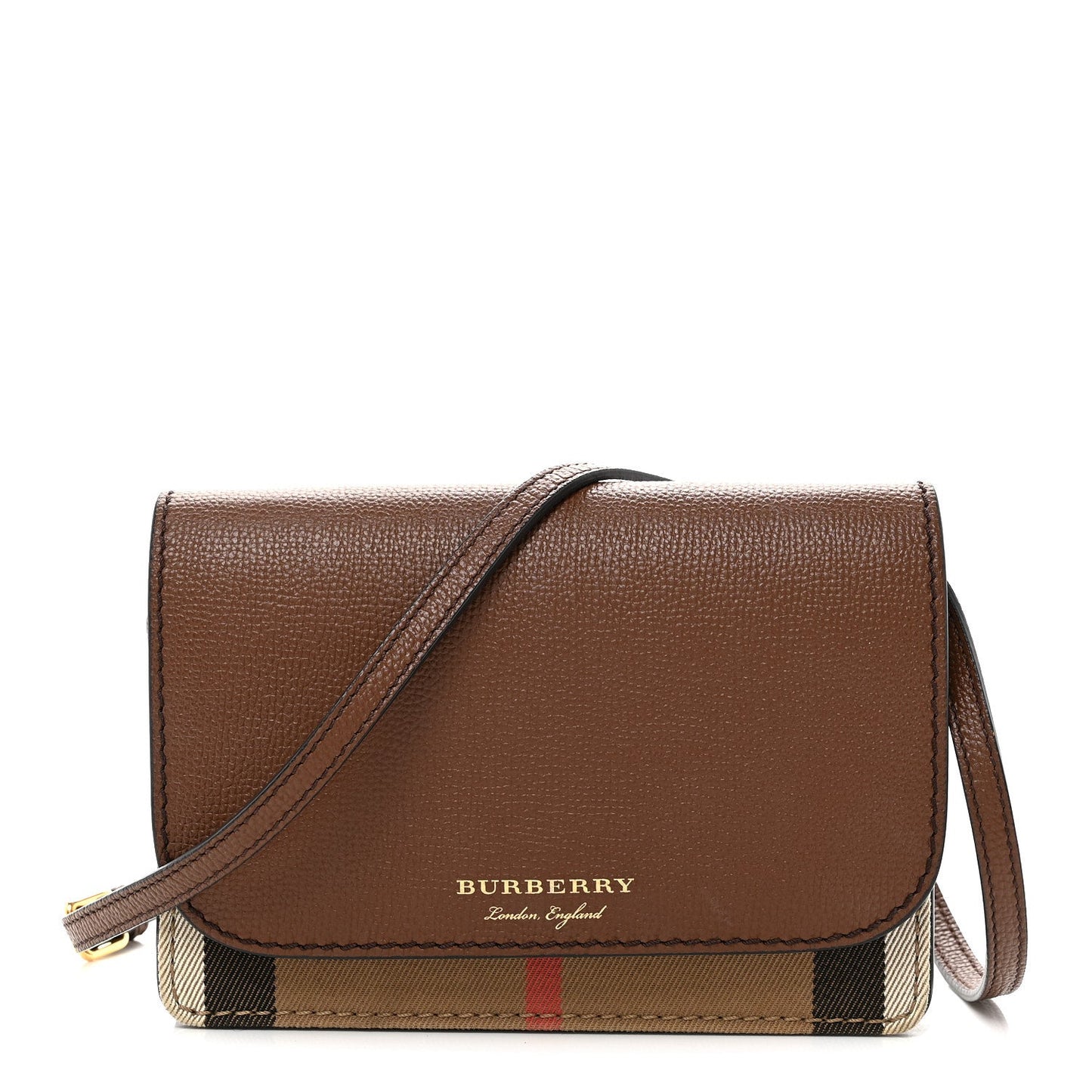 Derby Calfskin House Check Mini Hampshire Crossbody Tan