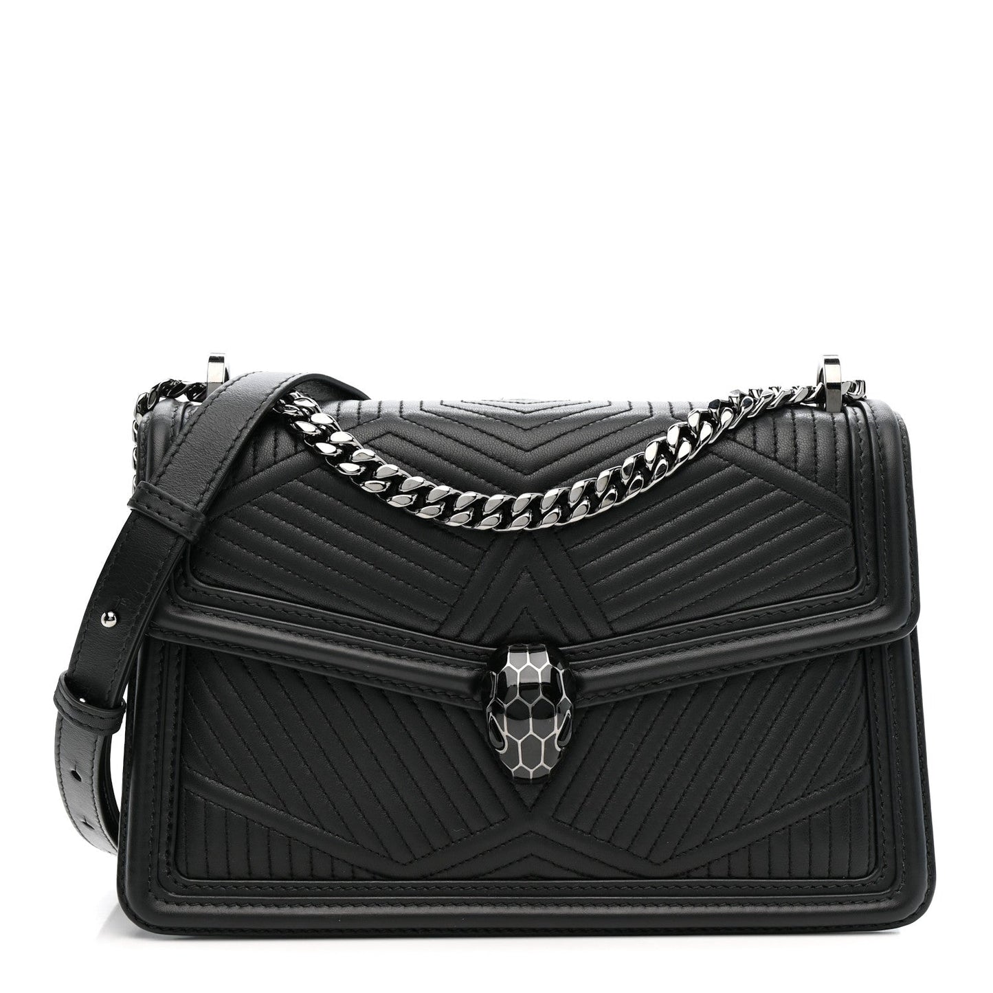 Quilted Nappa Smooth Calfskin Serpenti Forever Diamond Blast Shoulder Bag Black
