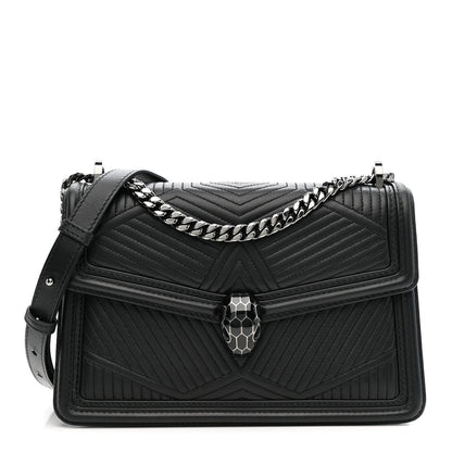Quilted Nappa Smooth Calfskin Serpenti Forever Diamond Blast Shoulder Bag Black