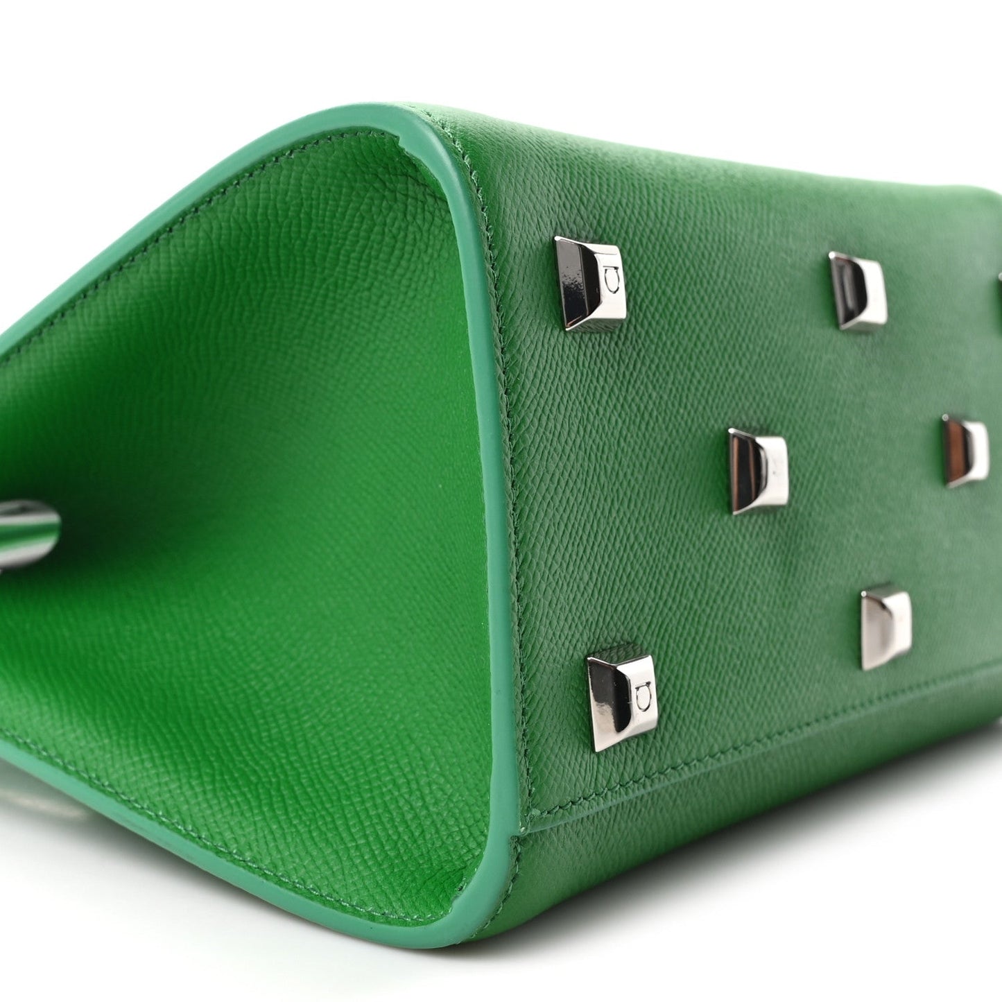 Hammered Calfskin Small The Studio Box Bag Green