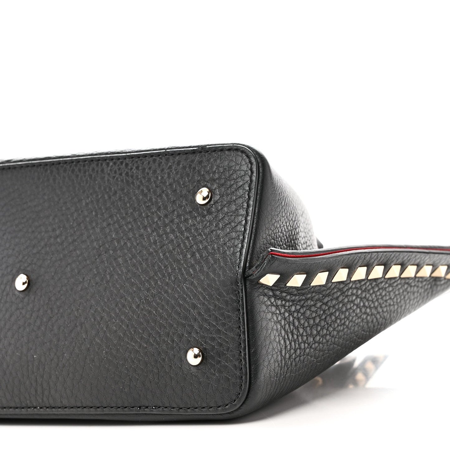 Pebbled Calfskin Small Rockstud Crossbody Tote Black