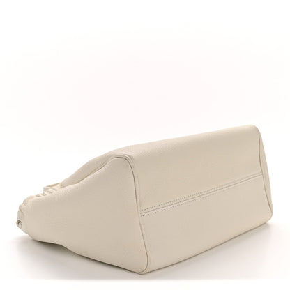 Calfskin Cuir Small Triomphe Cabas Drawstring White