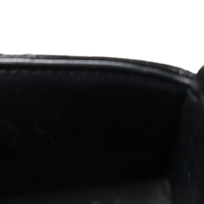 Shiny Calfskin Quilted Top Handle Box Bag Black