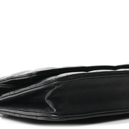 Lambskin Quilted Wallet On Chain WOC Black