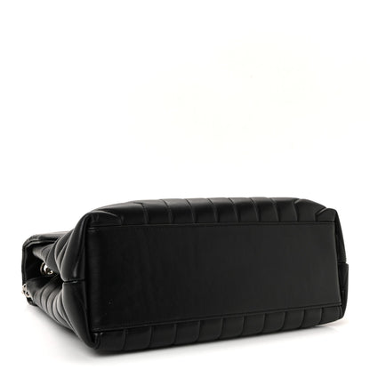 Calfskin Y Quilted Monogram Medium Loulou Chain Satchel Black