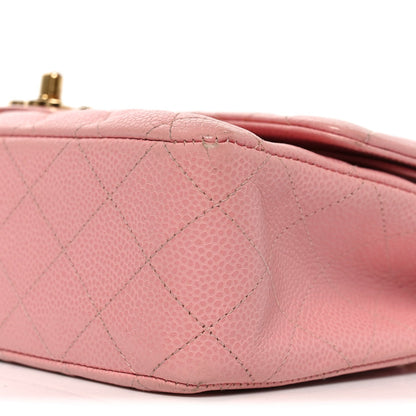 Caviar Quilted Medium Double Flap Pink