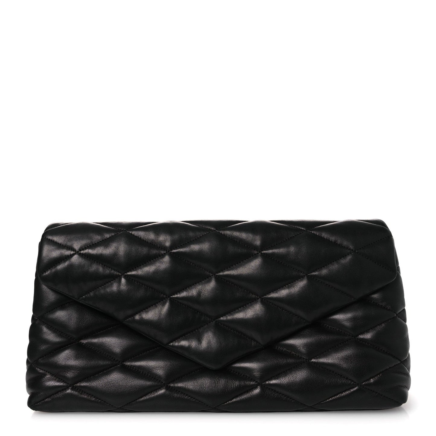 Lambskin Quilted Sade Puffer Envelope Clutch Black