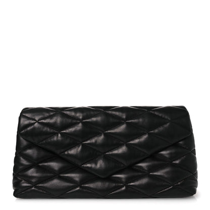 Lambskin Quilted Sade Puffer Envelope Clutch Black