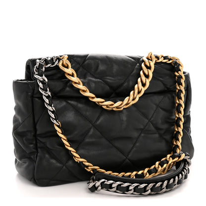 Lambskin Quilted Large Chanel 19 Flap Black
