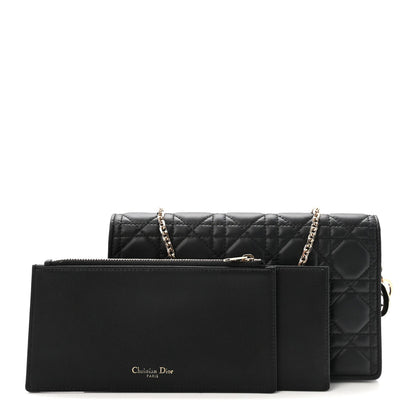 Lambskin Cannage Lady Dior Pouch Black