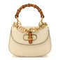 Patent Crystal Mini Bamboo 1947 Top Handle Chain Bag White