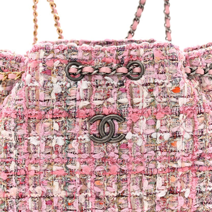 Tweed Calfskin Quilted Gabrielle Backpack Pink