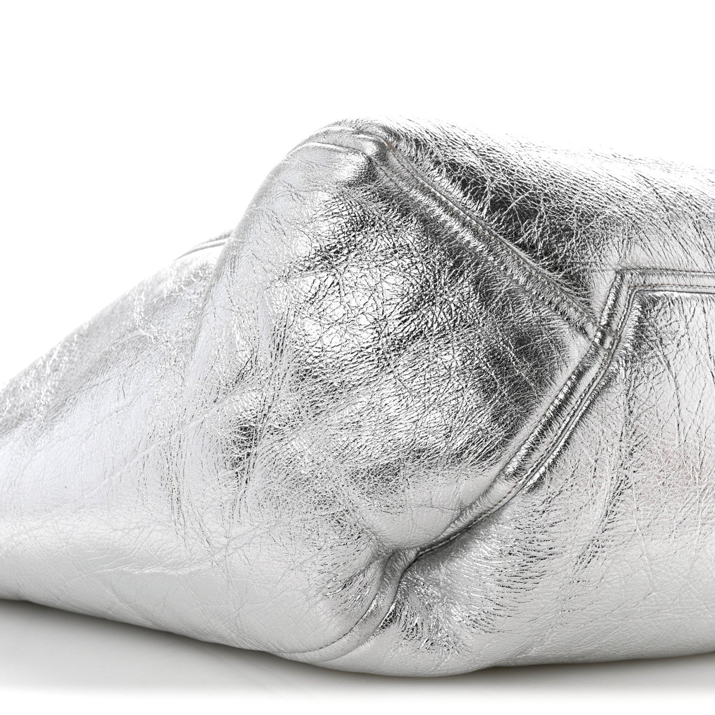 Metallic Lambskin Shearling Medium Phantom Cabas Reversible Tote Natural Silver