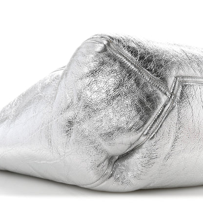 Metallic Lambskin Shearling Medium Phantom Cabas Reversible Tote Natural Silver