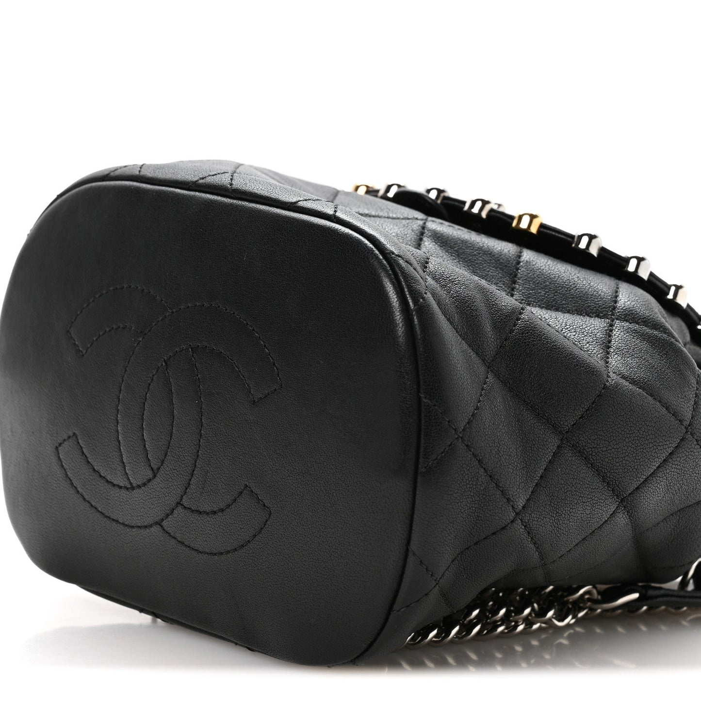Lambskin Quilted Metallic Bubble Backpack Black