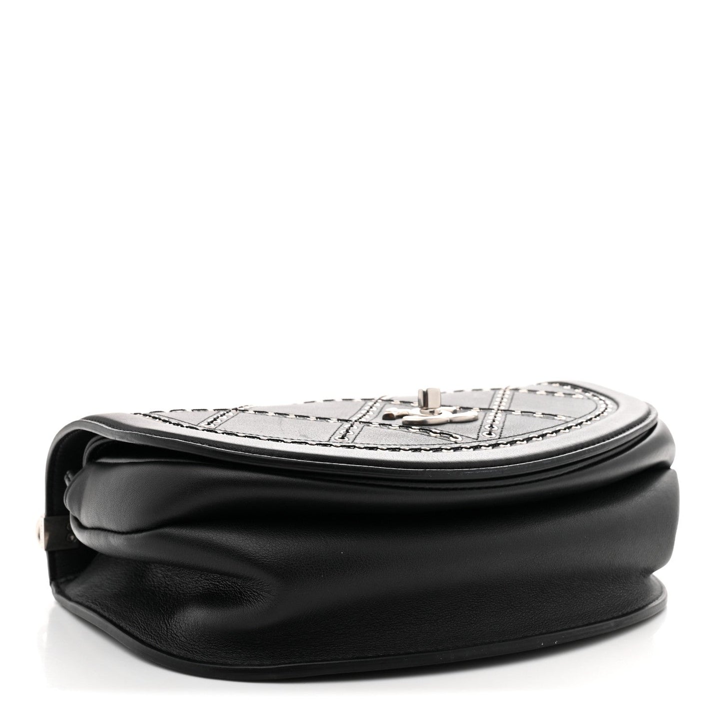 Calfskin Coco Eyelets Small Flap Bag Black