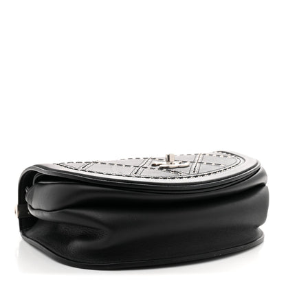 Calfskin Coco Eyelets Small Flap Bag Black